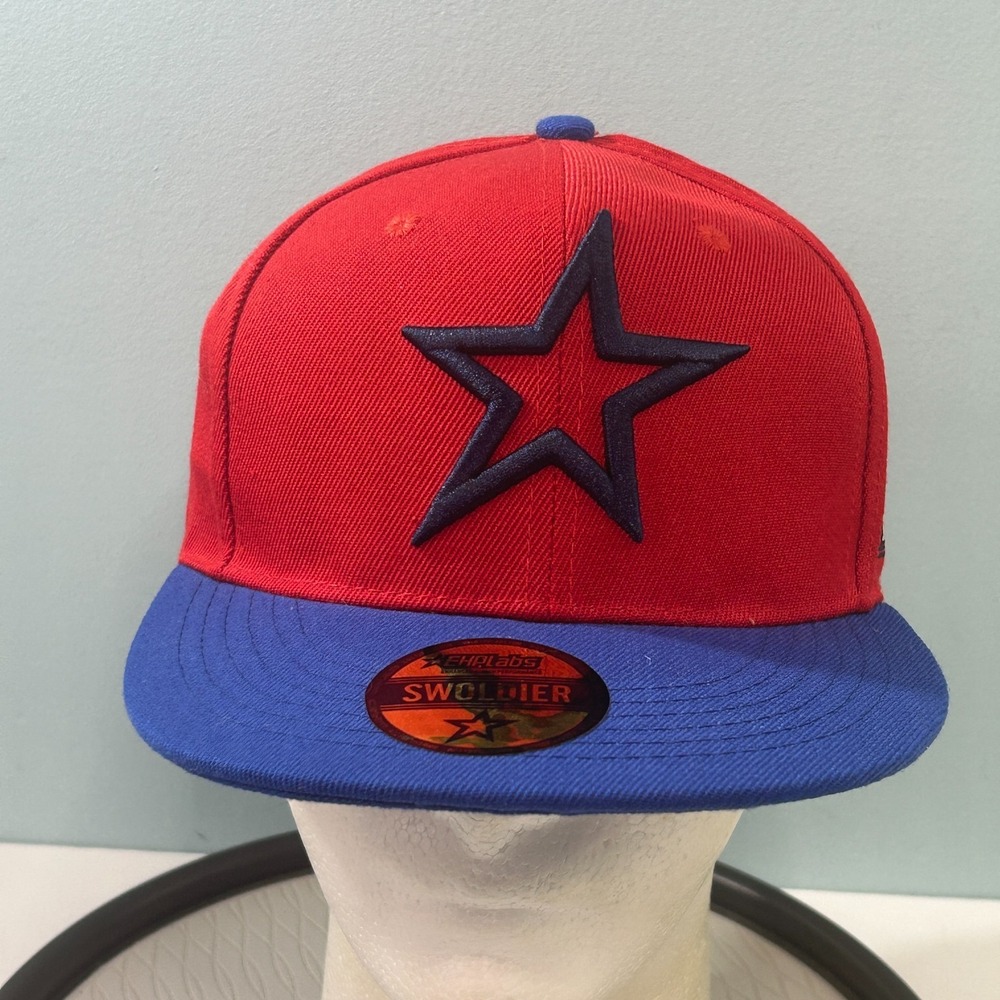 EHP Labs Swoldier Hat Adjustable Snapback Flat Bill Cap Red Blue Star OSFM New